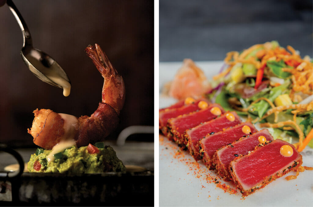 Left (Mexican Drunken Shrimp) - Right (Dee's Asian Ahi Tuna Salad)