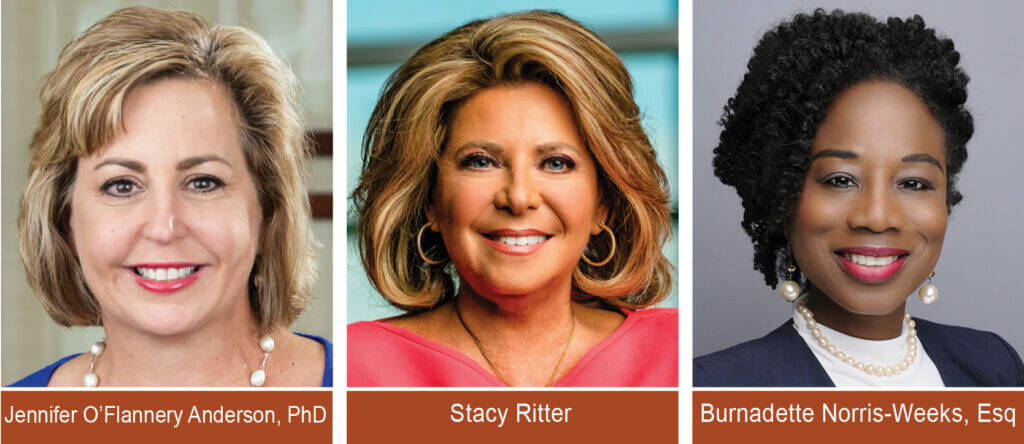 Photos of Jennifer O'Flannery Anderson, Phd and Stacy Ritter and Burnadette Norris-Weeks, Esq