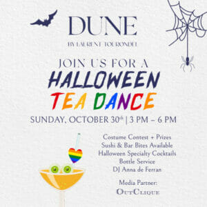 Read more about the article Dune Halloween Tea Dance on Sunday, October 30, 3-6pm