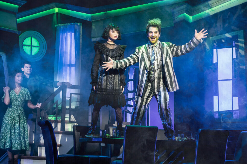 Pictured (L-R): Britney Coleman (Barbara), Will Burton (Adam), Isabella Esler (Lydia) and Justin Collette (Beetlejuice)