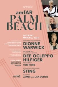 Read more about the article amfAR to Honor Dionne Warwick and Dee Ocleppo Hilfiger at Third Annual Palm Beach Gala