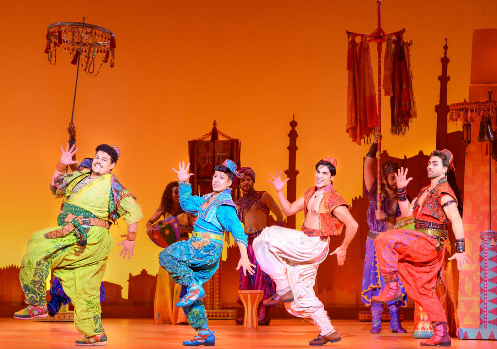 Aladdin-Photo on stage_Jake Letts_ Ben Chavez_ Adi Roy and Colt Prattes in North American Tour of ALADDIN