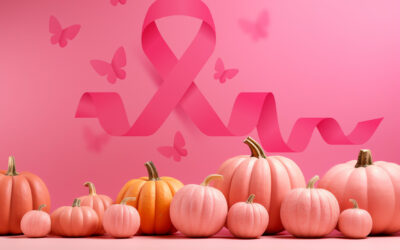 Pink Pumpkins and cancer ribbon on top