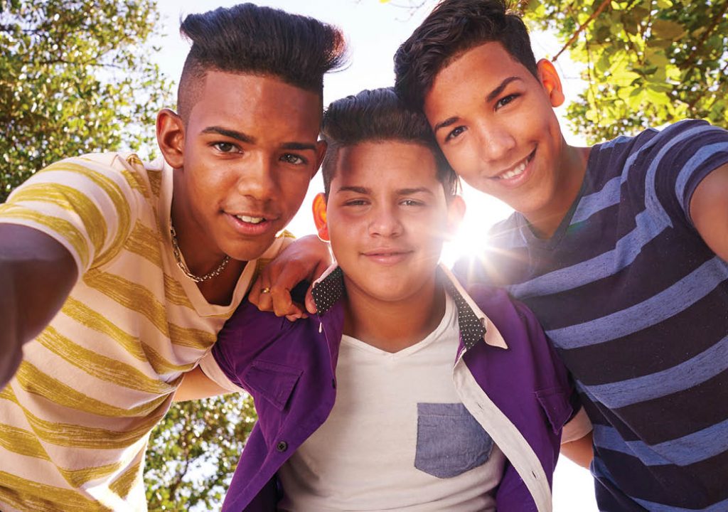 3 boys taking selfie photo