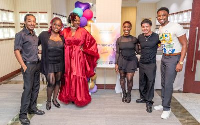 Zaylin Yates, far right, CEO of Brevo Theatre and the cast of The Color Purple