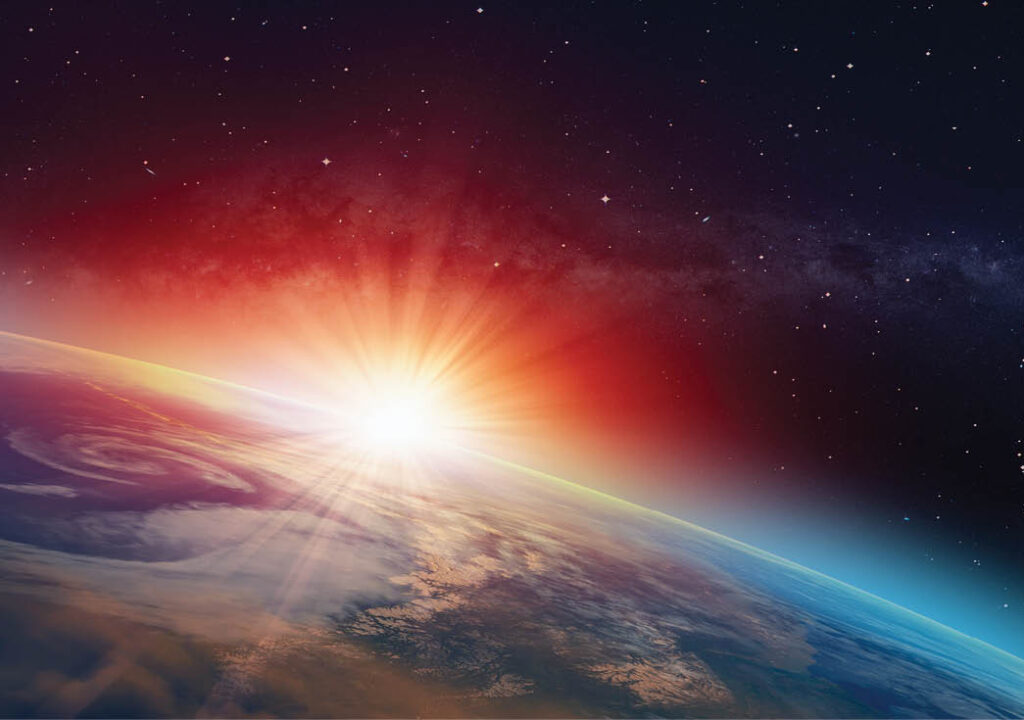 Planet Earth with a spectacular sunset