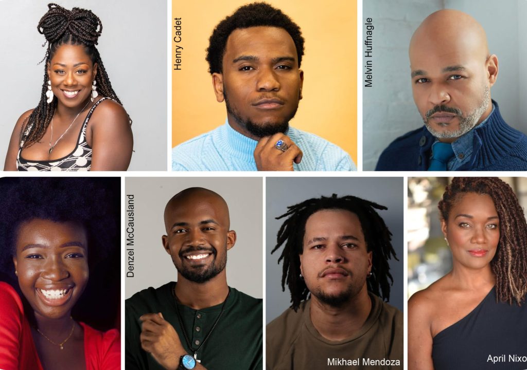 ICS_FatHam_Actors photo _Top L-R (Toddra Brunson, Henry Cadet, Melvin Huffnagle), Bottom L-R (Cassidy Joseph, Denzel McCausland, Mikhael Mendoza, April Nixon)