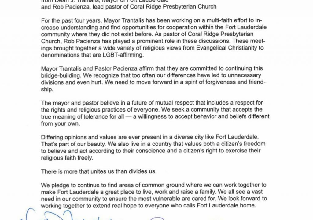 Letter from Dean Trantalis