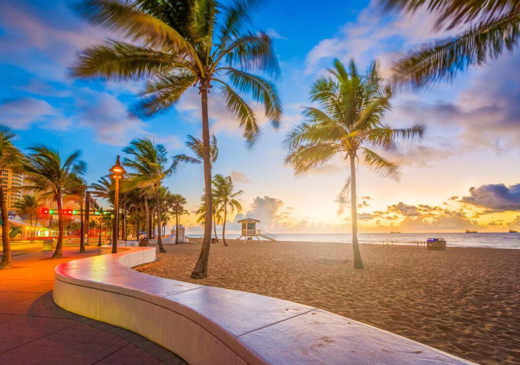 Fort Lauderdale Beach, Florida, USA at dawn.