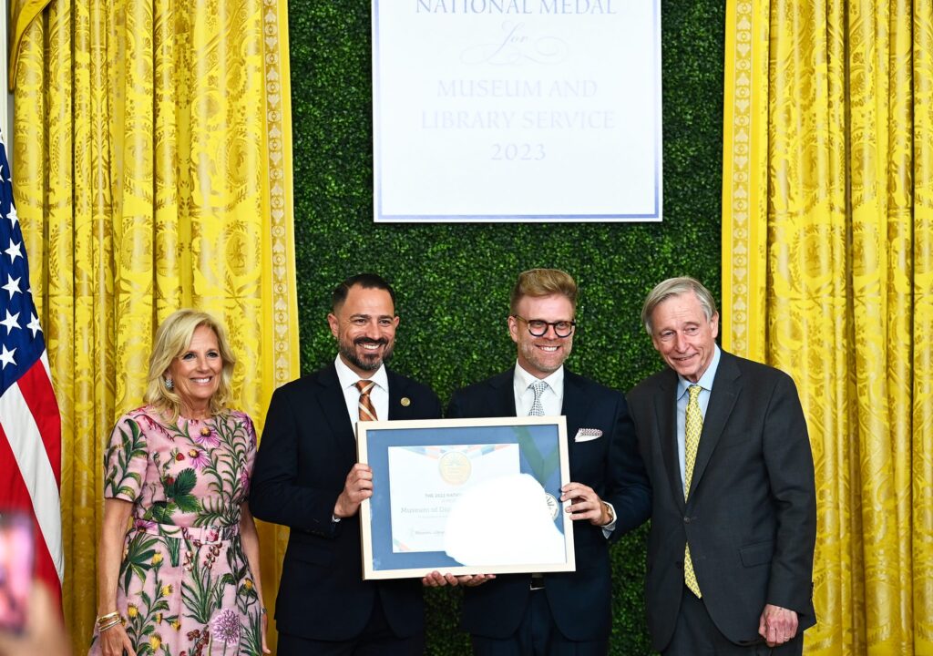 First Lady Dr. Jill Biden; Joseph P. Cox, president and CEO of MODS; Phillip Dunlap, Director of Broward County Cultural Division; Crosby Kemper, IMLS Director