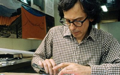 SurroundedIslands_ Christo works on a preparatory collage for “Surrounded Islands” in his studio. Courtesy Of 2024 Christo And Jeanne-Claude Foundation