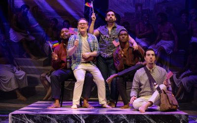 The Inheritance-Zoetic Stage - The Inheritance, Part 1. Pictured – Randall Swinton, Alex Weisman, Angel Dominguez, Imran Hylton, Larry Toyter. Photo by Morgan Sophia Photography