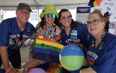 Photo: Members of the Holy Cross Health community outreach team at the 2026 Stonewall Pride event in Wilton Manors, Florida