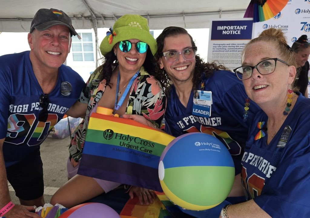 Photo: Members of the Holy Cross Health community outreach team at the 2026 Stonewall Pride event in Wilton Manors, Florida